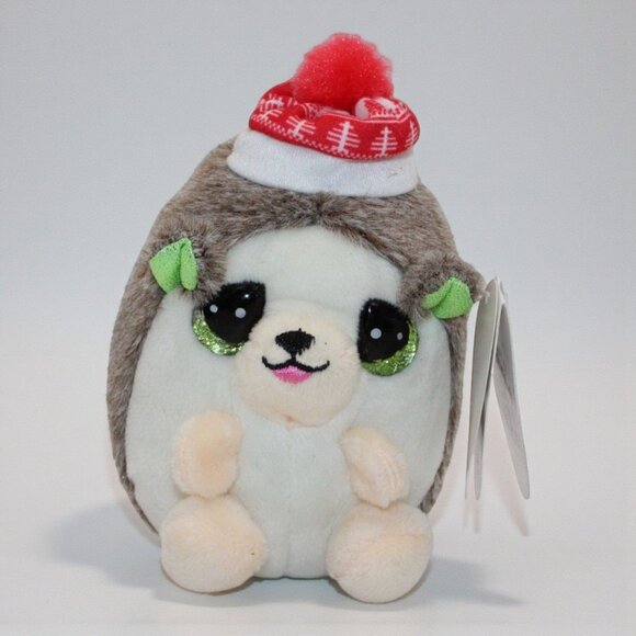 Cutie Pet-Tudies Roly Holiday Hedgehog Plush Backpack Clip With Red Hat & Pom Po - Picture 2 of 5